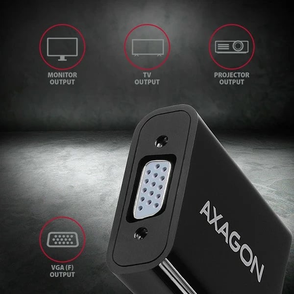 Adapter HDMI në VGA AXAGON RVH-VGAN me dalje audio, micro USB, i zi
