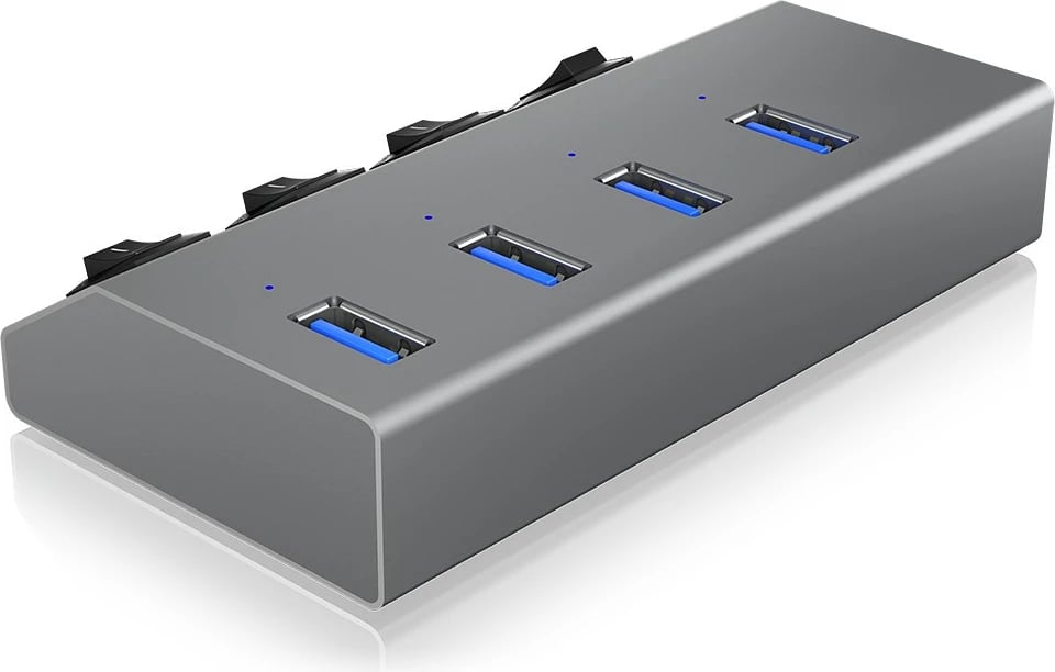 USB hub ICY BOX IB-HUB1405, 4 porta, USB 3.2 Gen 1, alumini, anthracite
