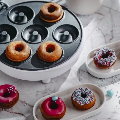 Aparat donutash Adler AD 3075, 7 donutë, diametër 5 cm, 1000W, e bardhë