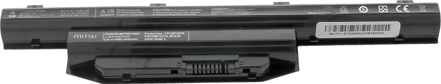 Bateri laptop Mitsu për Fujitsu Lifebook E753, 4400 mAh, 6 qeliza, Li-ion, 10.8-11.1V, e zezë