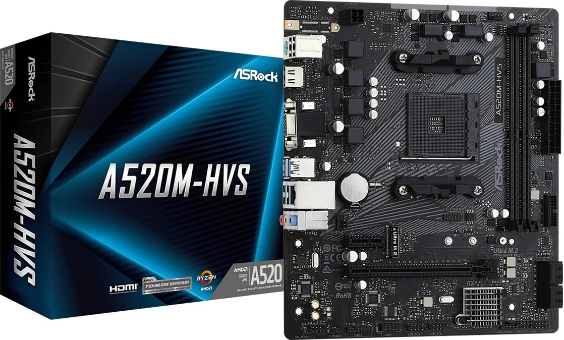 Pllakë amë Asrock A520M-HVS, AVS, AMD A520