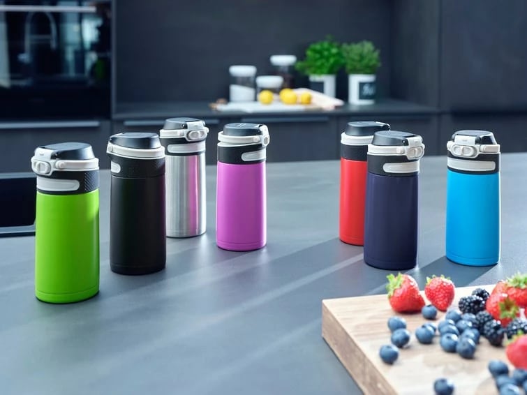 Gotë termike Leifheit 3247, 350 ml, inox, e zezë/blu Gotë termike Leifheit 3247, 350 ml, inox, e zezë/blu