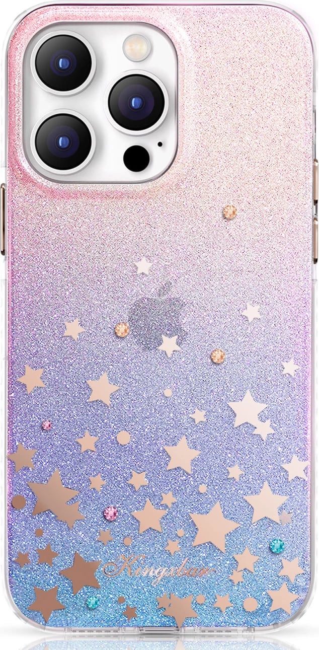 Mbështjellës Kingxbar Heart Star Series për iPhone 14 Plus, TPU, vjollcë/rozë me shkëlqim