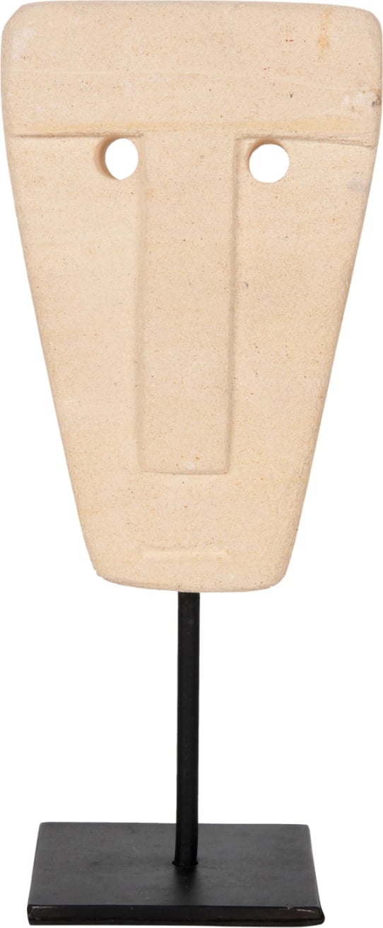 Dekor tavoline fytyrë, gur Paras, qëndrim metalik i zi, FH4312, 9x3x22 cm