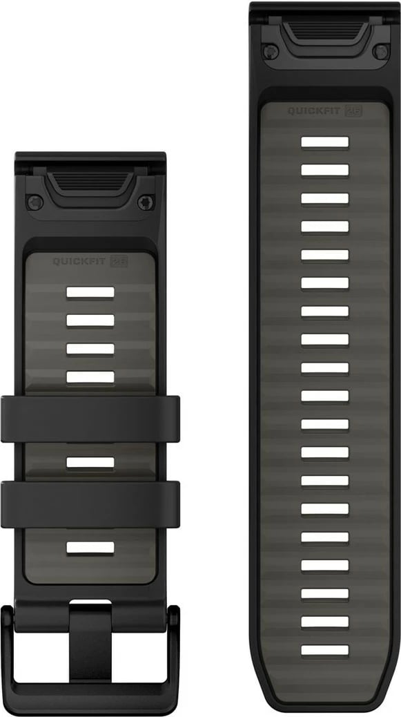 Rrip silikoni Garmin QuickFit 26mm për smartwatch, zi/gri