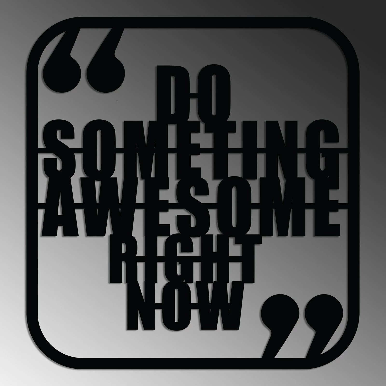 Aksesor dekorativ metalik për mur Wallity, Awesome Right, ngjyrë e zezë, 50x50cm