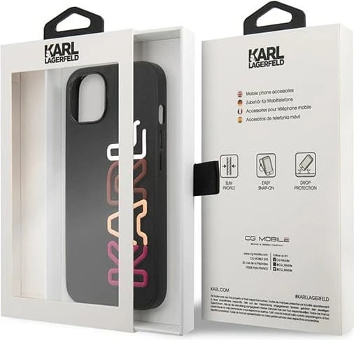 Mbështjellës Karl Lagerfeld KLHCP13SPCOBK për iPhone 13 mini, Multipink Brand, i zi