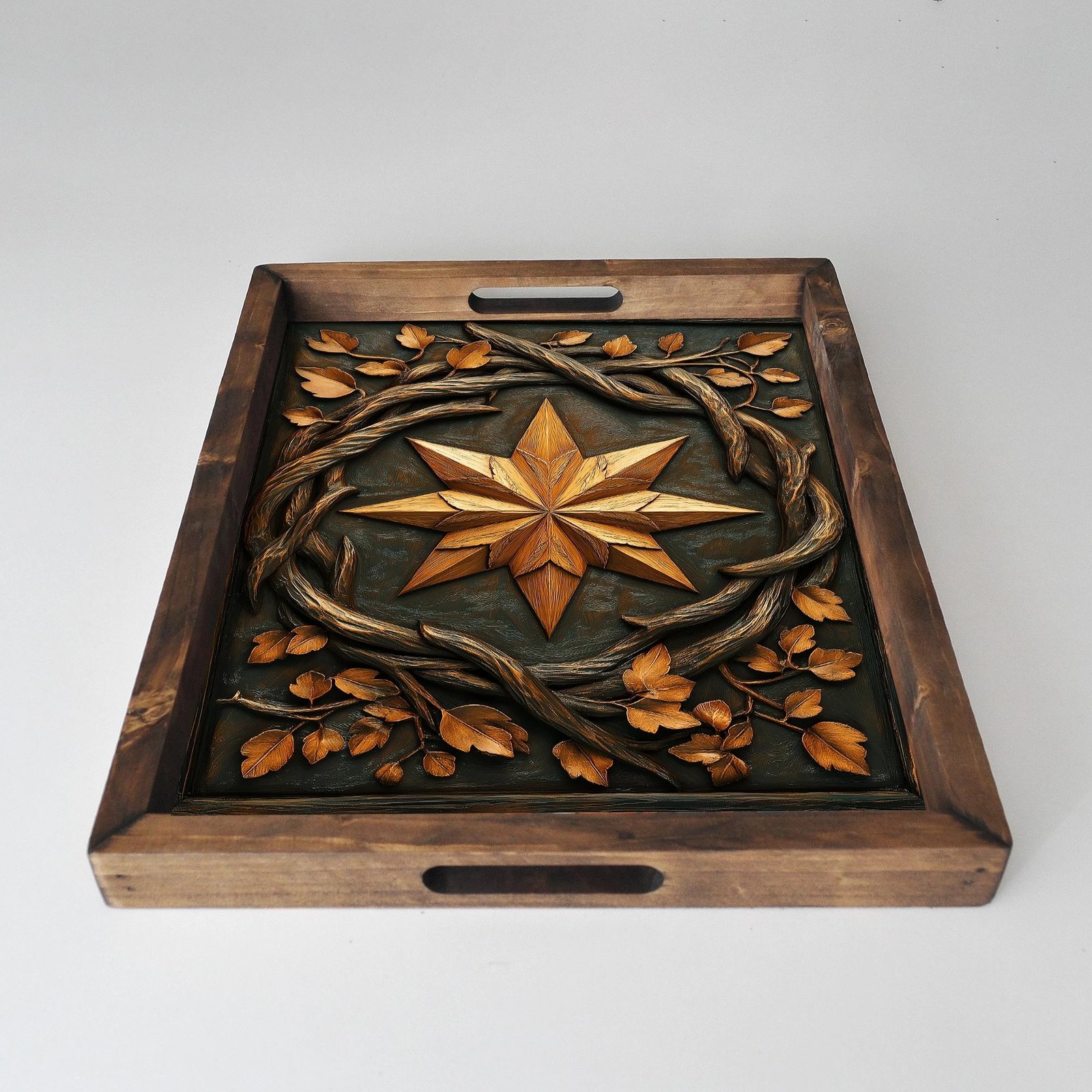 Tabaka dekorative prej druri, shumëngjyrëshe, Evila Originals, REF046, 48x38x4cm Tabaka dekorative prej druri, shumëngjyrëshe, Evila Originals, REF046, 48x38x4cm