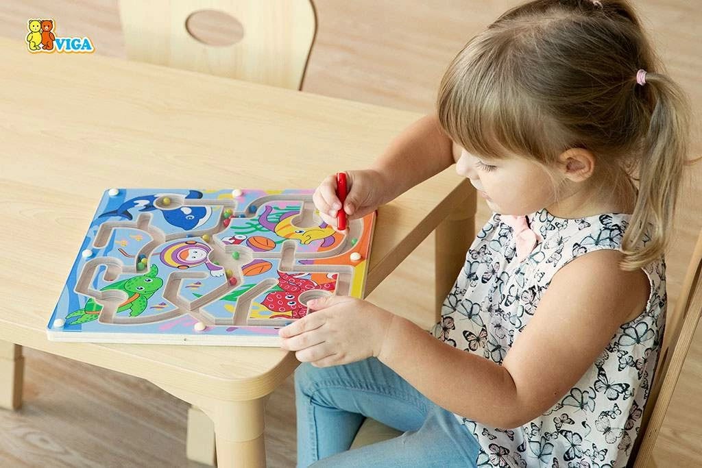 Labirint magnetik druri, Viga Sea World, 32x32 cm, për 18m+, shumëngjyrësh