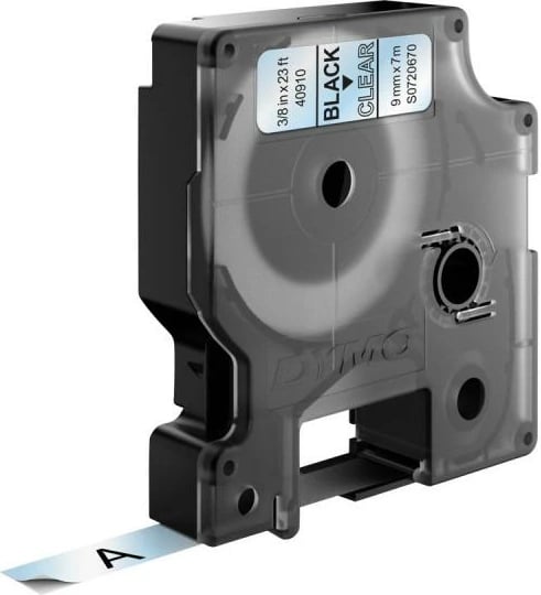 Shirit etiketime Dymo D1 40910, poliester, për etiketime standarde, tekst i zi në sfond transparent