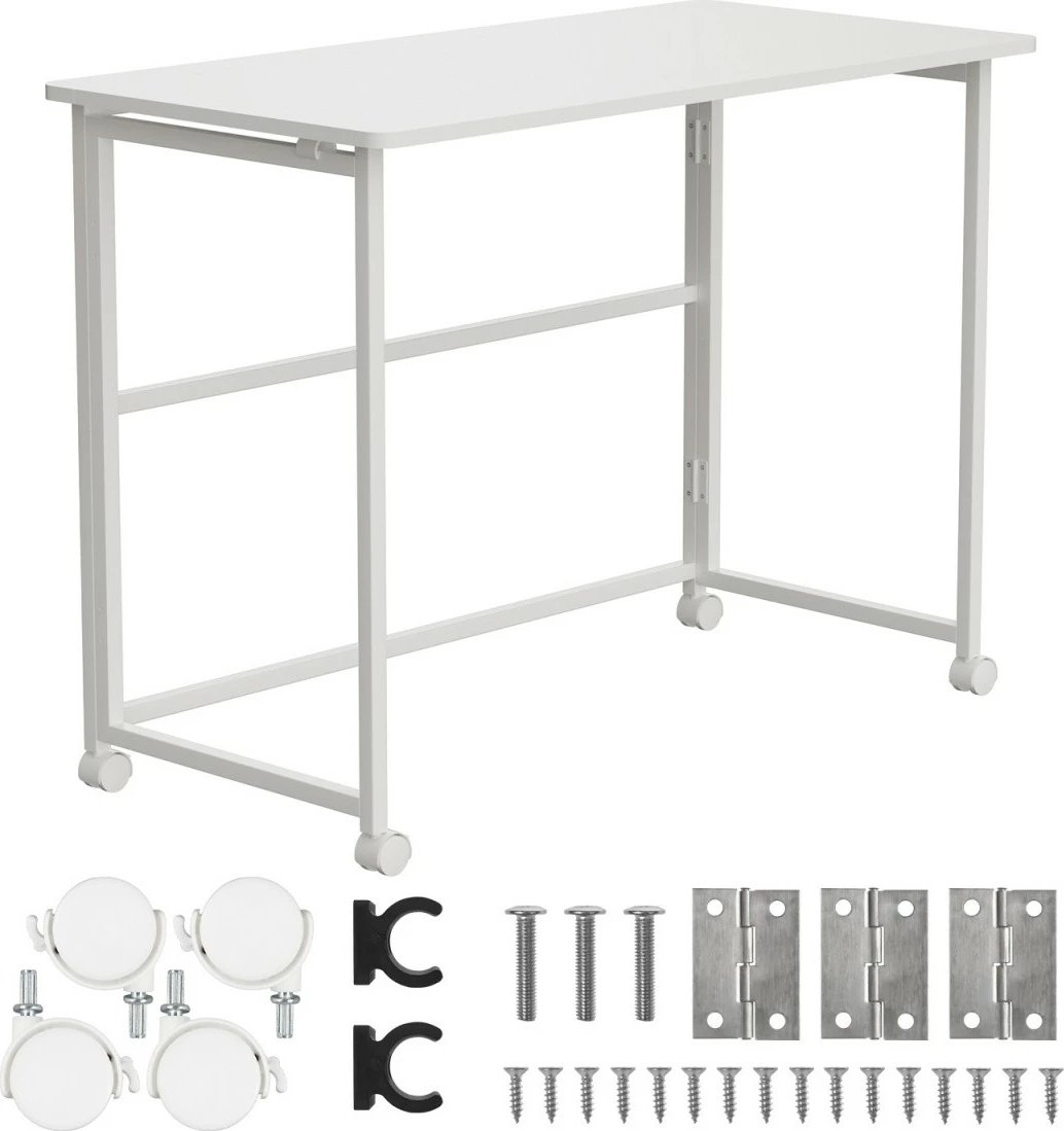 Tavolinë pune palosëse me rrota, Maclean, MC-1250 W, 100x50 cm, lartësi 75 cm, ngarkesë 50 kg, e bardhë
