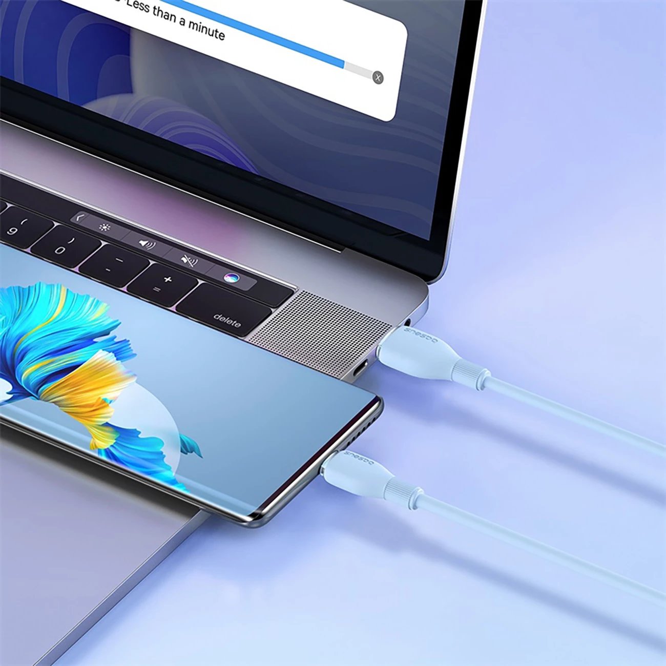 Kabllo Baseus Pudding USB-A në USB-C, 2m, 100W, Kaltër