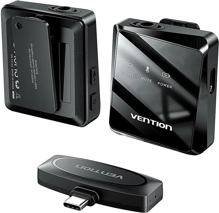 Set mikrofonash wireless Vention NCBB0, USB-C, i zi, 2 copë