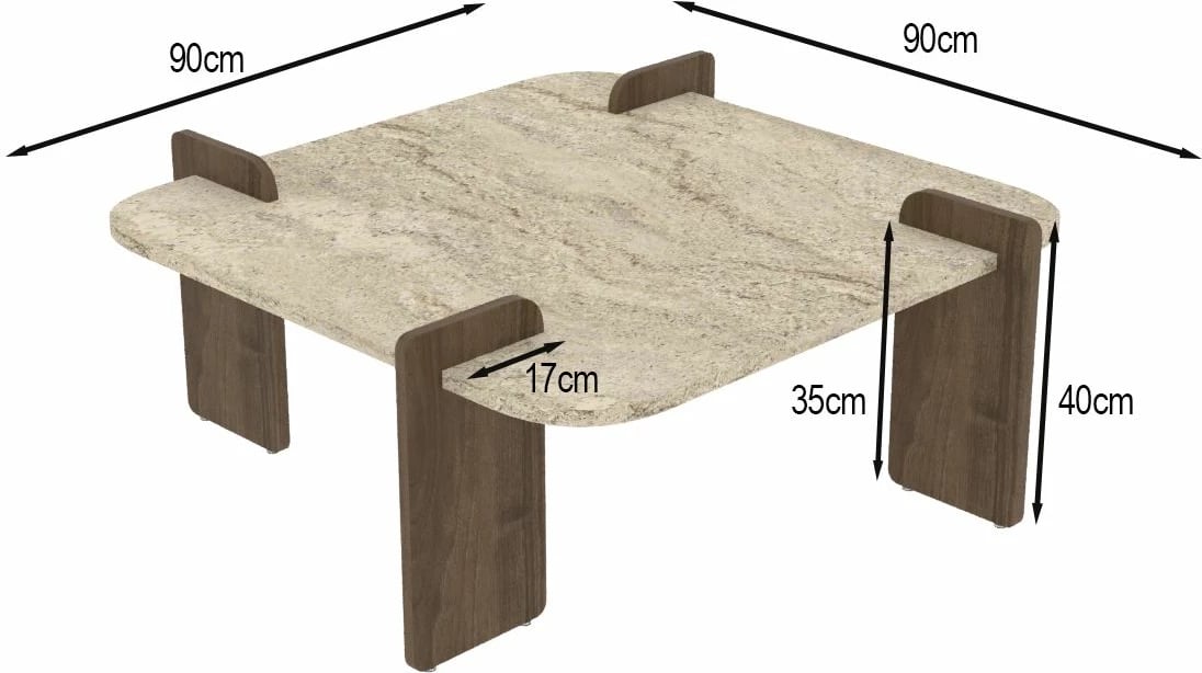 Tavolinë kafeje Skye Decor, ngjyrë travertin, arrë