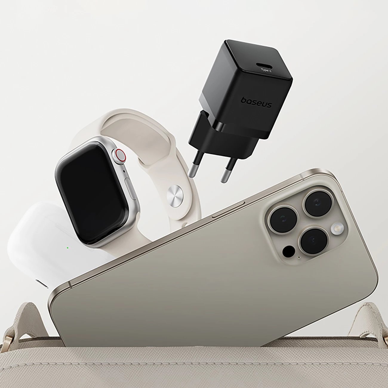 Karikues muri Baseus Palm 1C 20W me kabllo USB-C 1m, i zi