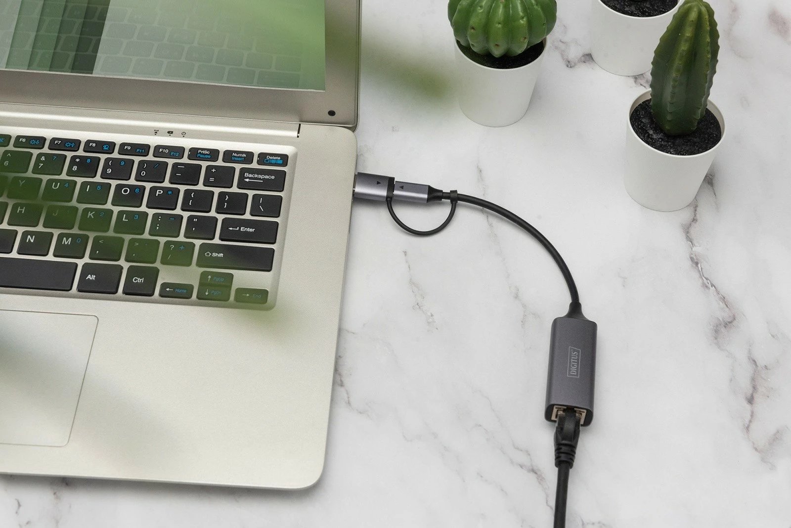 Adapter rrjeti LAN Digitus DN-3028, USB-C + USB-A, 2.5 Gbps, Gri