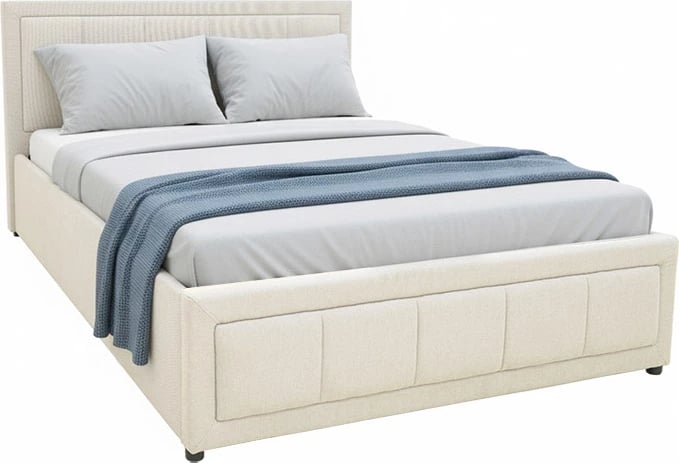 Krevat me hapësirë për depo, stof bezhë, Huga, 120x200cm