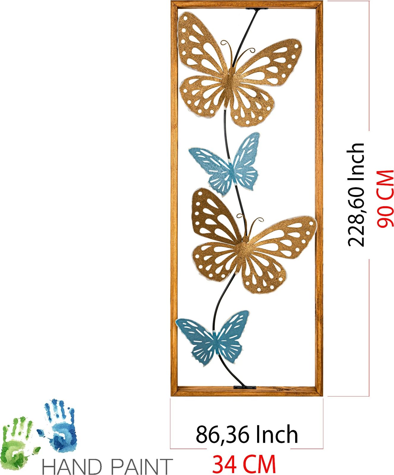 Aksesor dekorativ metalik për mur, Wallity Nayino, shumëngjyrësh, 34x4x90cm