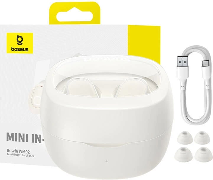 Kufje wireless Baseus Bowie WM02 OS, TWS, Bluetooth 5.3, të bardha