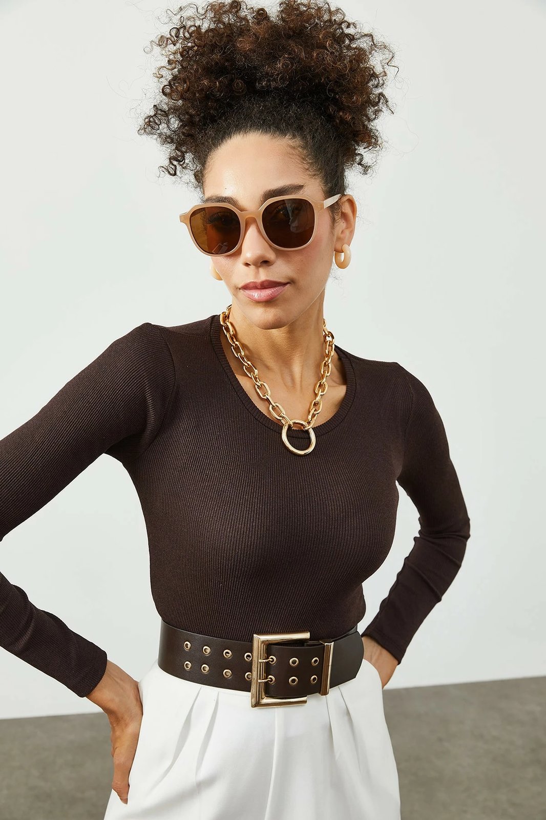 Bluzë për gra, Jumeon, X2363, ngjyrë kafe