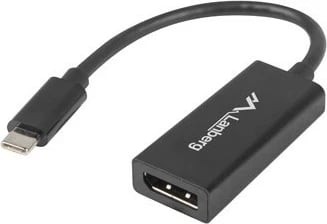 Adapter USB Type-C në DisplayPort Lanberg AD-UC-DP-01, 15cm, i zi