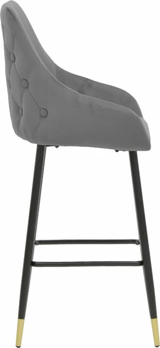 Karrige për bar Lithe metal ngjyrë ari këmbë të zeza-velur gri 47x44x98cm