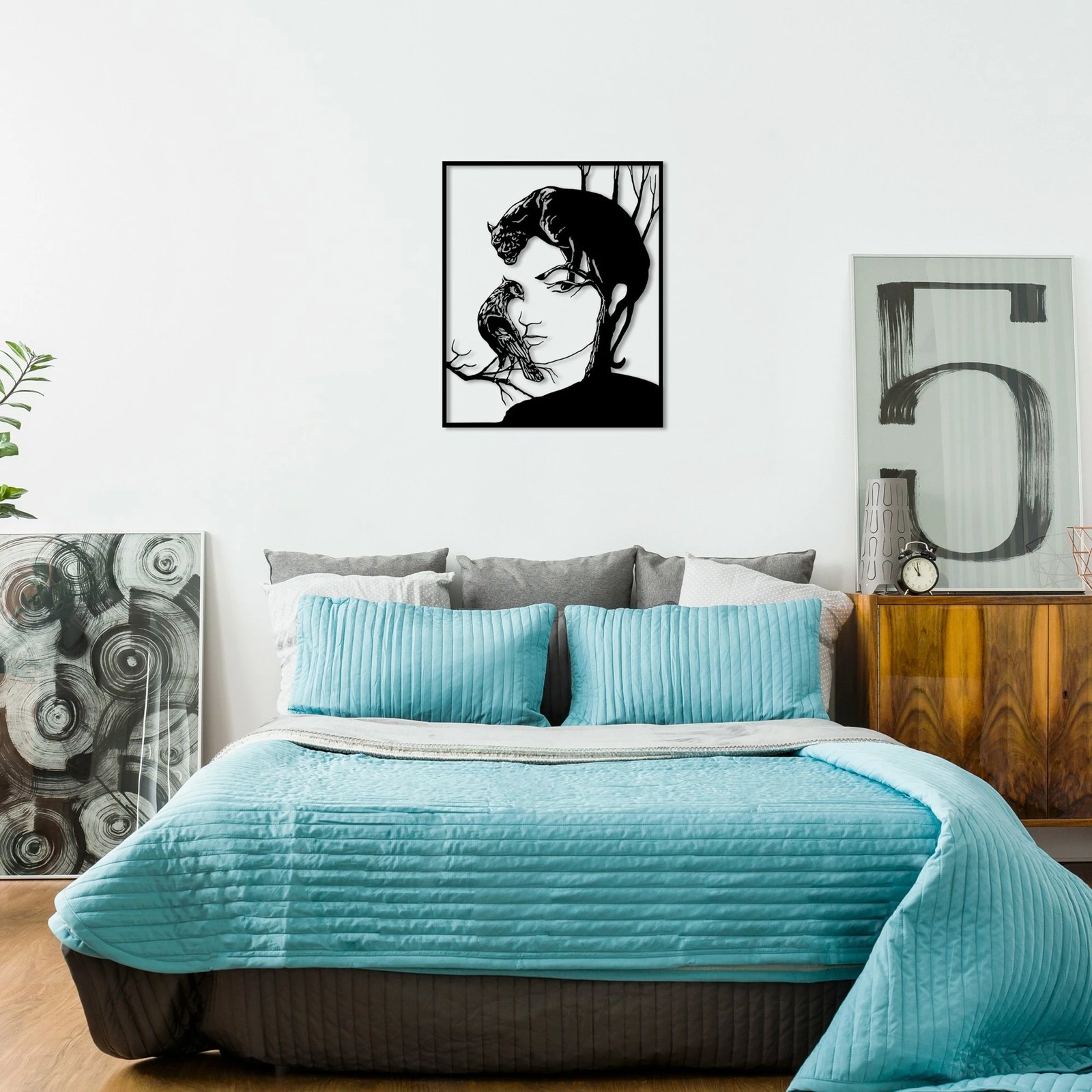 Aksesor dekorativ metalik për mur, Wallity, Illusion, ngjyrë e zezë, 46x56cm