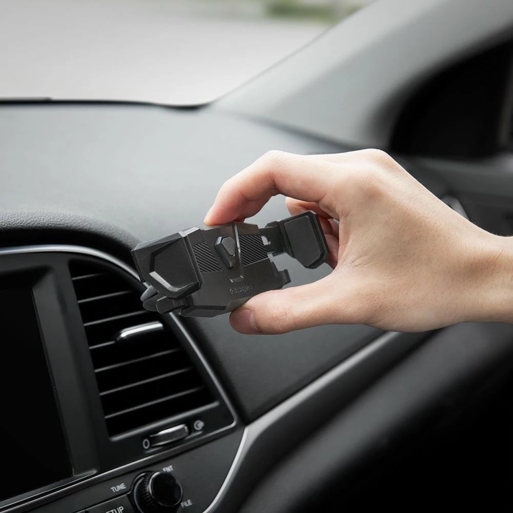 Mbajtës për celular Spigen Click.R, për veturë, i zi