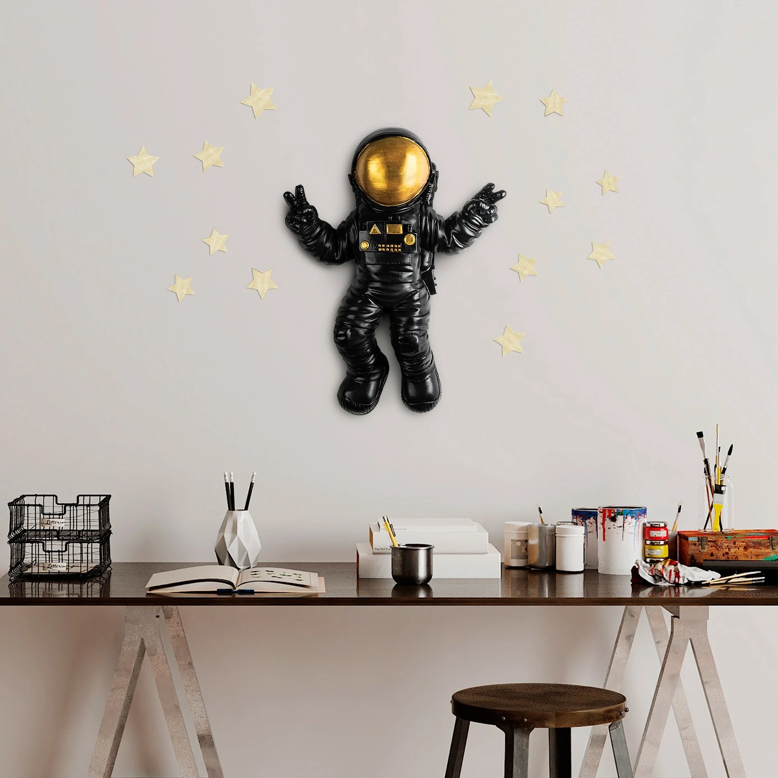 Aksesor dekorativ për mur, Wallity, Cosmonaut 2, shumëngjyrësh, 35x47x10cm