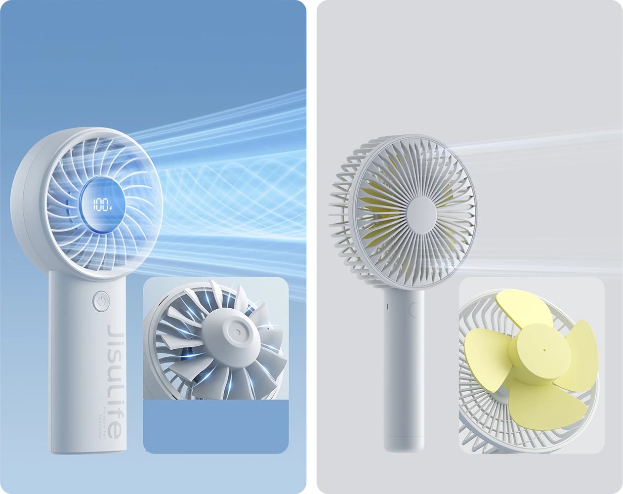 Ventilator dore Jisulife Life4, 5000mAh, USB-C, Gri