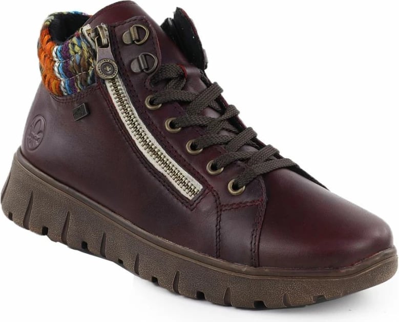 Çizme lëkure për femra Rieker N1305-35, burgundy