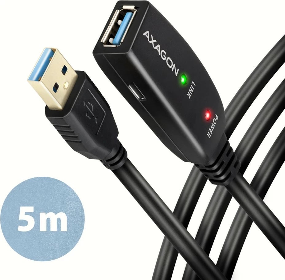 Kabllo zgjatuese aktive USB 3.2 Gen 1 AXAGON ADR-305, 5m, e zezë