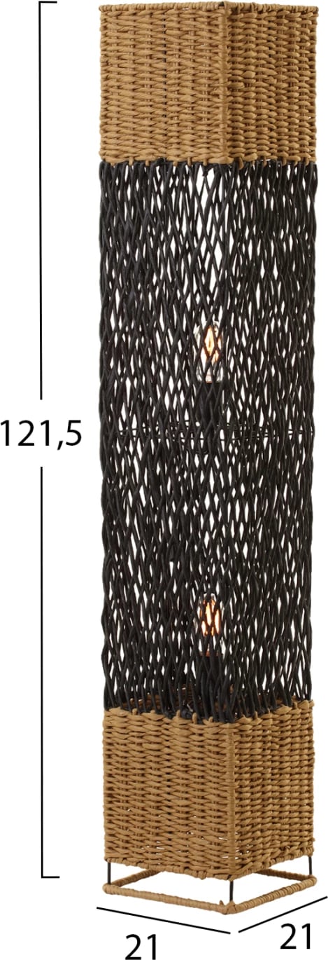 Llamp qëndror në dysheme, FH4355, metal-letër litar, ngjyrë bezhë rëre dhe e zezë, 21x21x119,5H cm