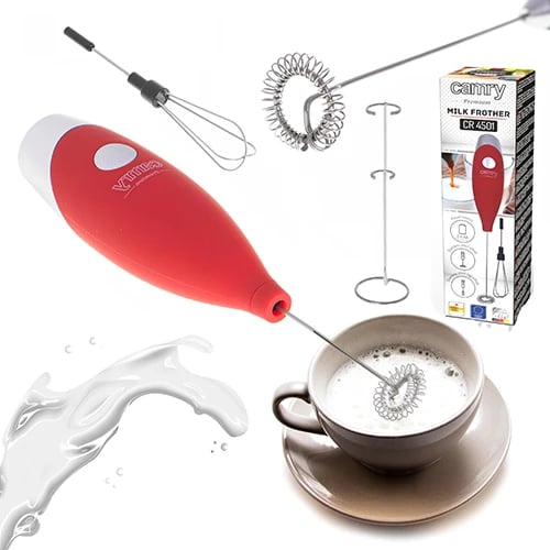 Rrahës qumështi, Adler, CR 4501, me bashkëngjitje për vezë dhe qëndrim, shufër çelik inox, me bateri 2xAA, e kuqe