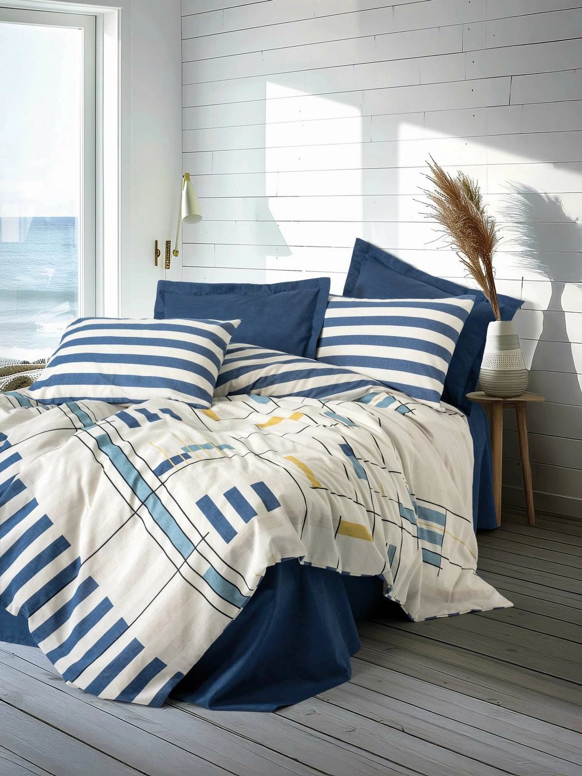 Set mbulesë për jorgan dopio Ranforce, ngjyrë kaltër e errët, L'essentiel, Lunox