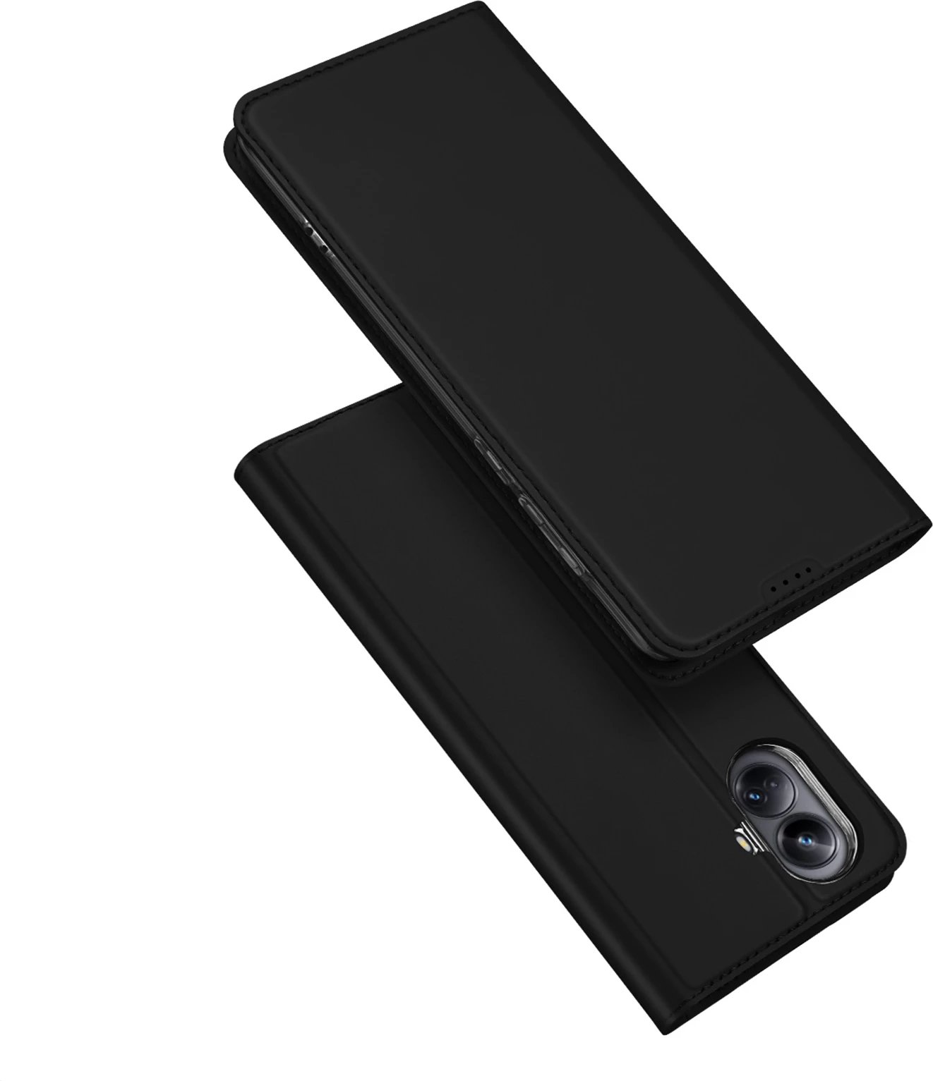 Mbështjellës Dux Ducis Skin Pro për Realme 10 Pro+, me kapak, xhep kartele, funksion stand, e zezë