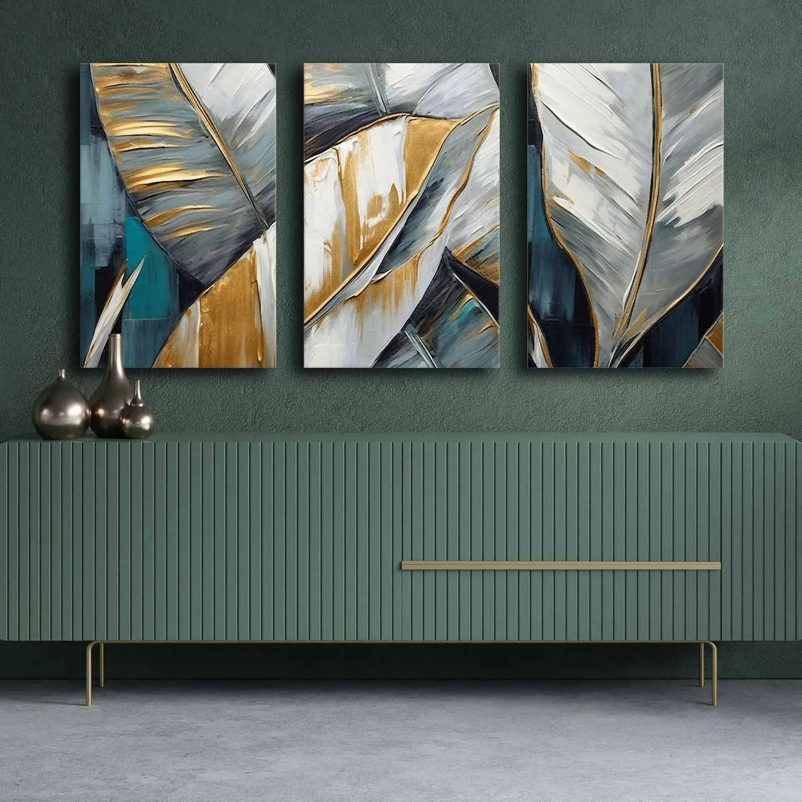 Set pikturash dekorative në kanavacë, shumëngjyrëshe, 3 pjesë, Wallity, 3P4570GSC-013