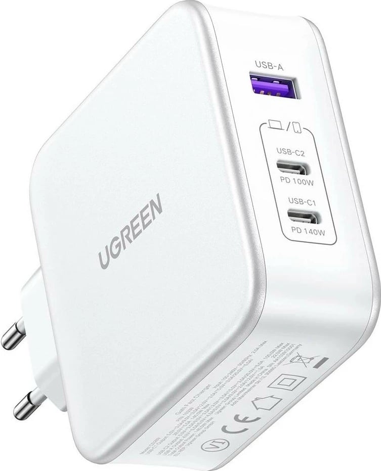 Karikues UGREEN Nexode CD289, 1x USB-A, 2x USB-C, kabllo USB-C - USB-C, bardhë