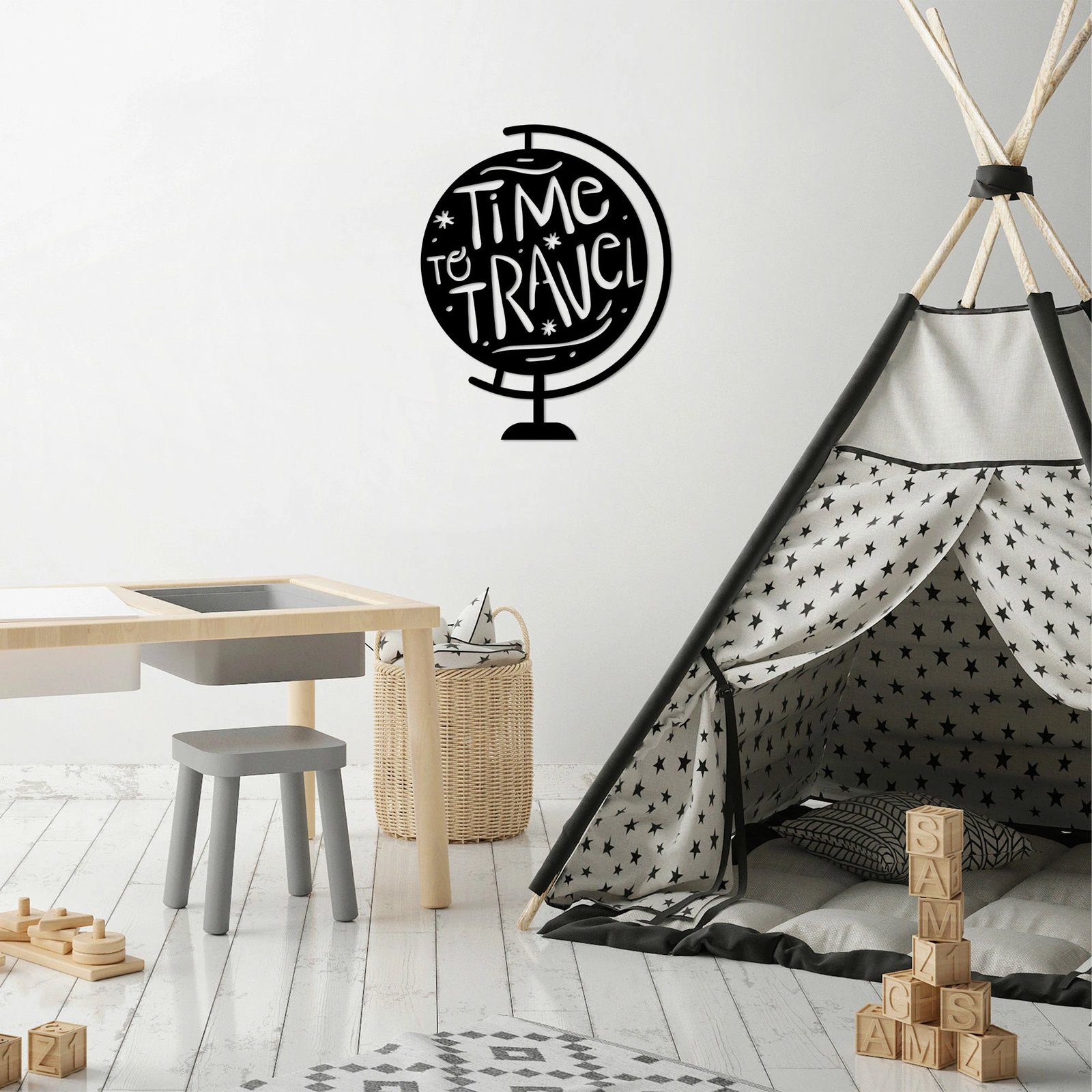 Aksesor dekorativ metalik për mur, Wallity, Time To Travel - 457