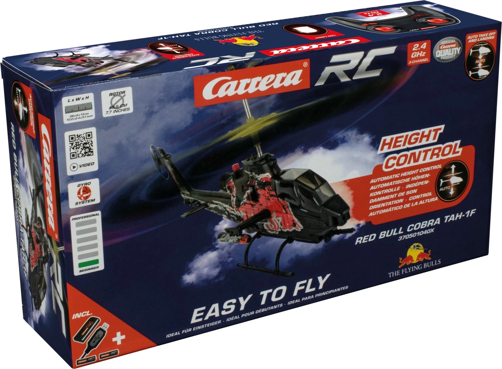 Helikopter Carrera 370501040X, 12 vjeç, i zi dhe i kuq