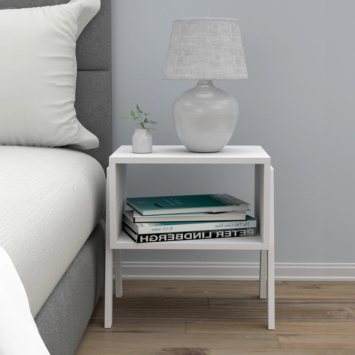 Komodinë anësore JAKE FH18182.01 melaminë e bardhë 48x35x49Hcm Komodinë anësore JAKE FH18182.01 melaminë e bardhë 48x35x49Hcm