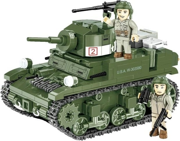Set blloqesh Cobi Klocki M3 Stuart, 511 pjesë, me 2 figurina, Jeshile