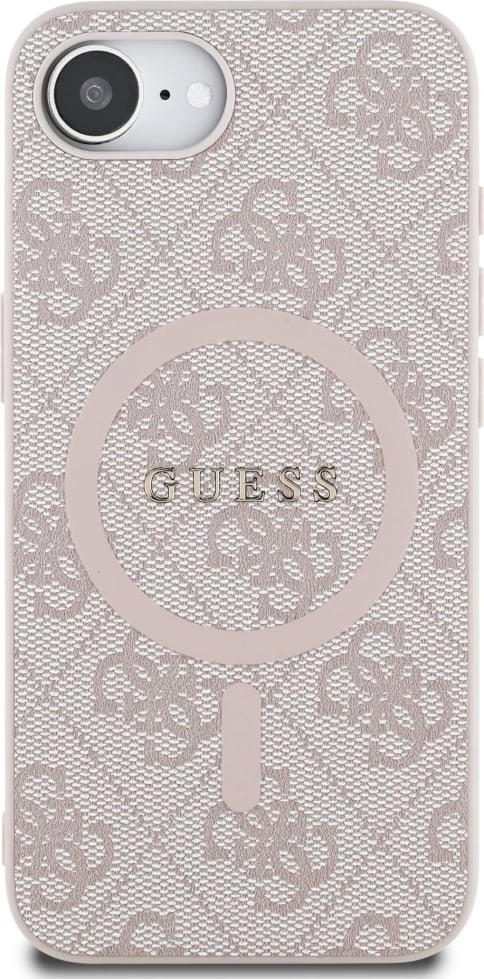 Mbështjellës Guess 4G Ring Classic Logo MagSafe për iPhone 16e, Rozë Mbështjellës Guess 4G Ring Classic Logo MagSafe për iPhone 16e, Rozë