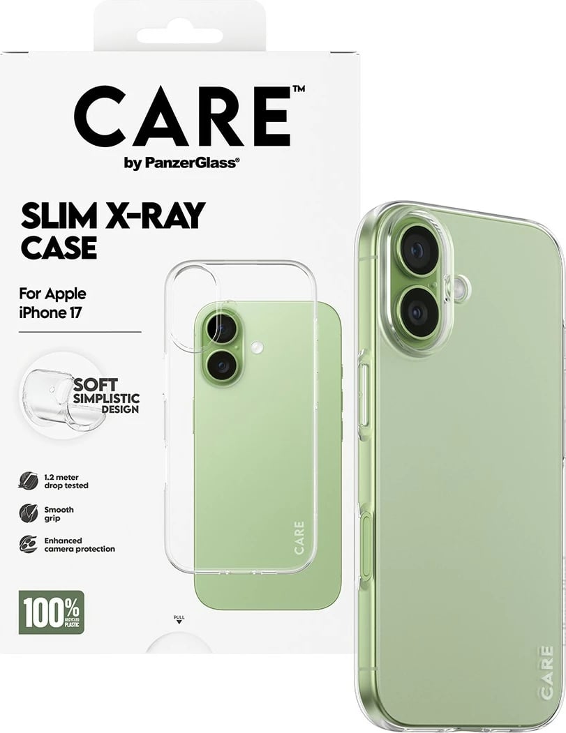 Mbështjellës PanzerGlass CARE fashionable X-Ray Soft Basic për iPhone 17, transparent