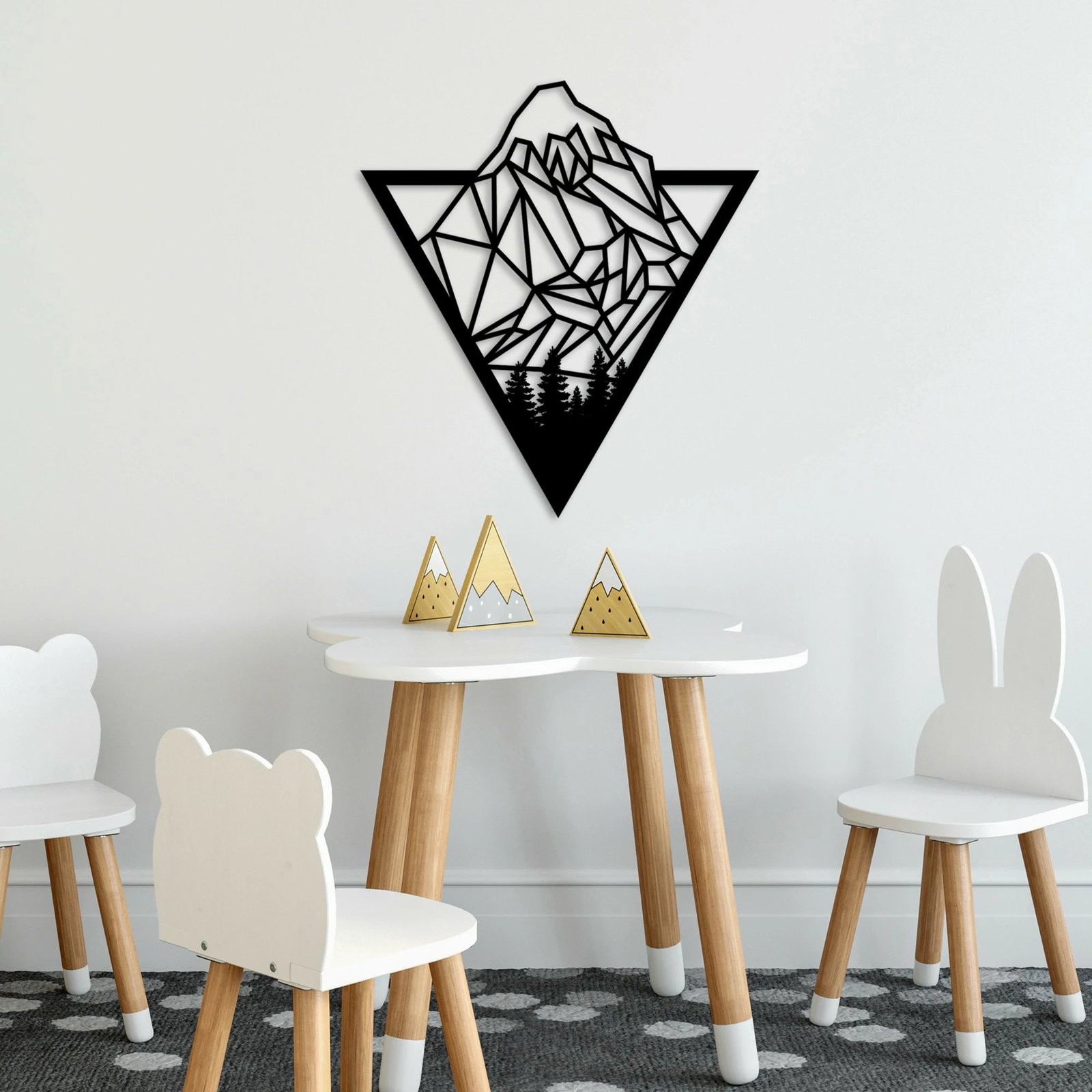 Aksesor dekorativ metalik për mur, Wallity Mont Blanc, ngjyrë e zezë, 55x50cm