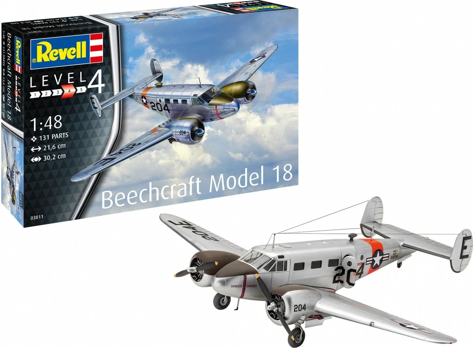 Model plastik avion Revell Beechcraft Model 18, 1:48, 131 pjesë