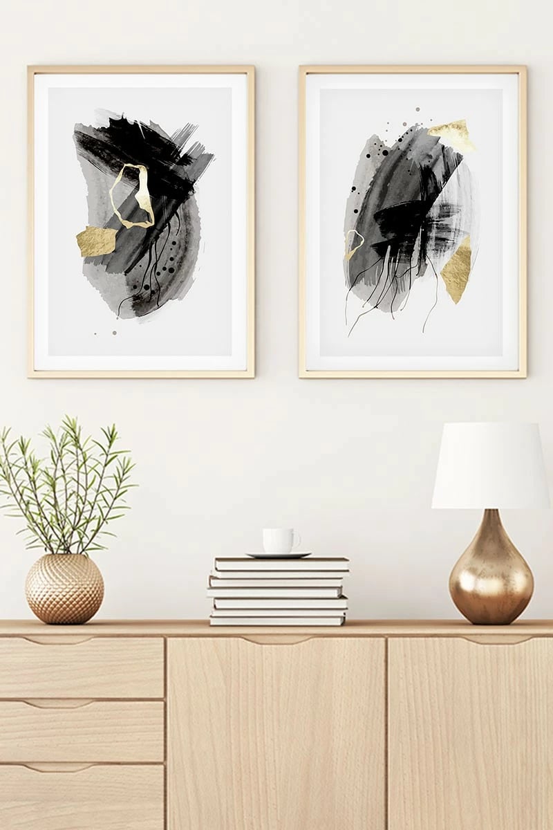 Pikturë dekorative me kornizë MDF (2 copë), Wallity, Huhu26, 50x35cm