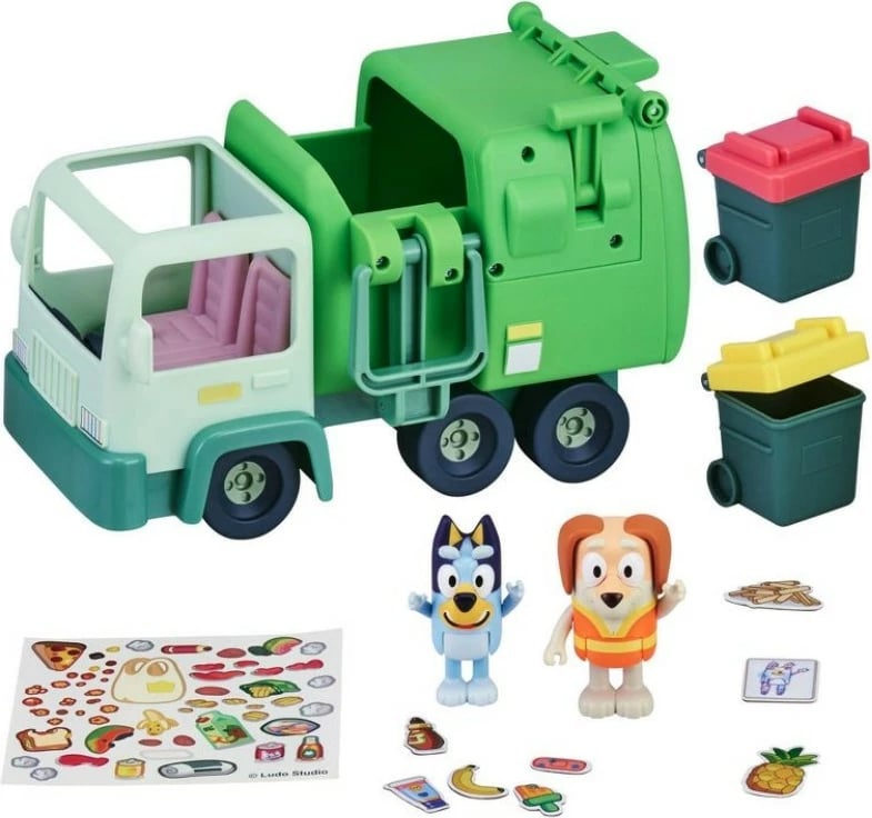 Set kamion plehrash, Bluey, BLU17170, me 2 figurina, plastikë, 3+, e gjelbër