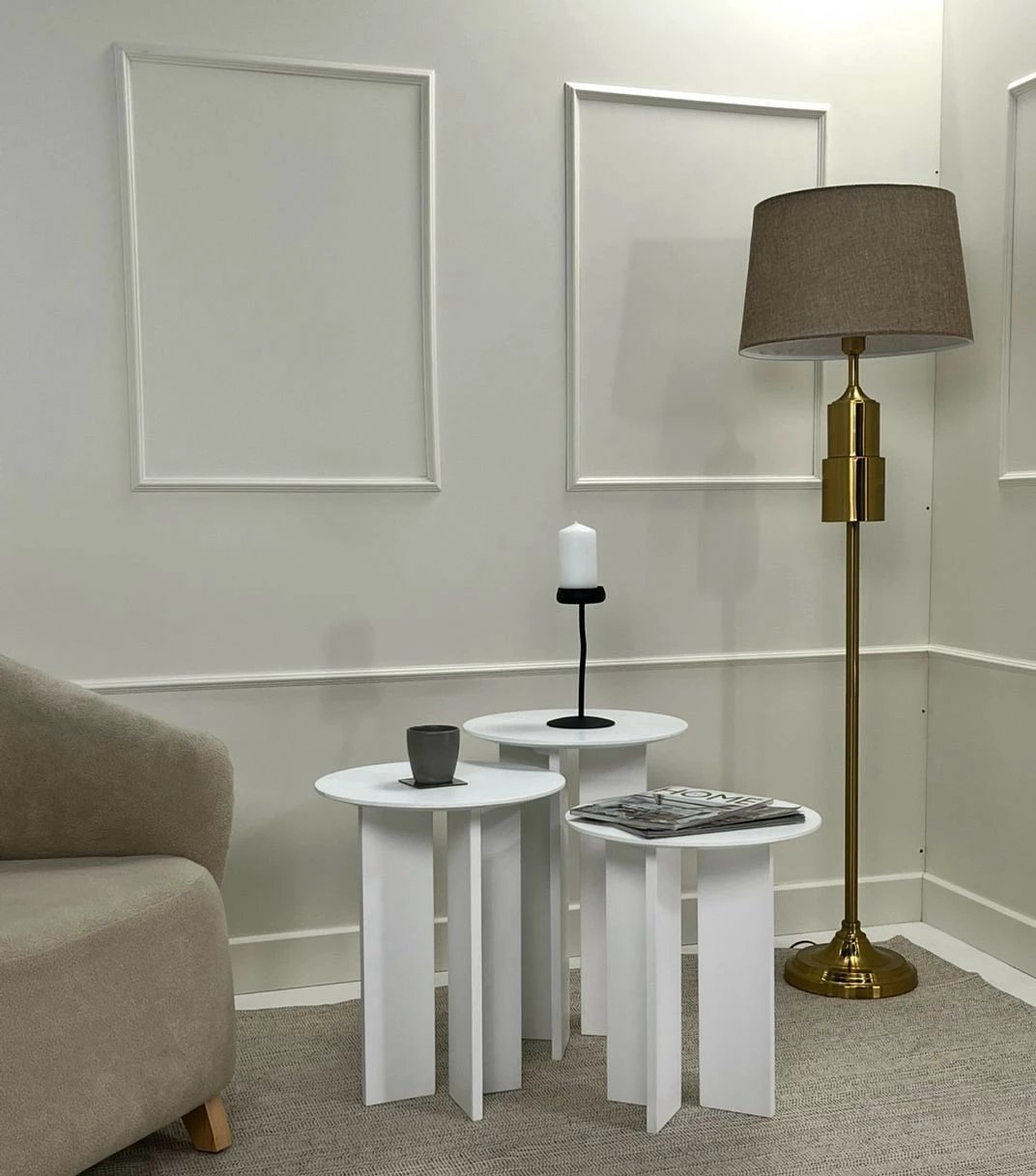 Set tavolinash kafeje Skye Decor, Leo (55 + 50 + 45) - e bardhë