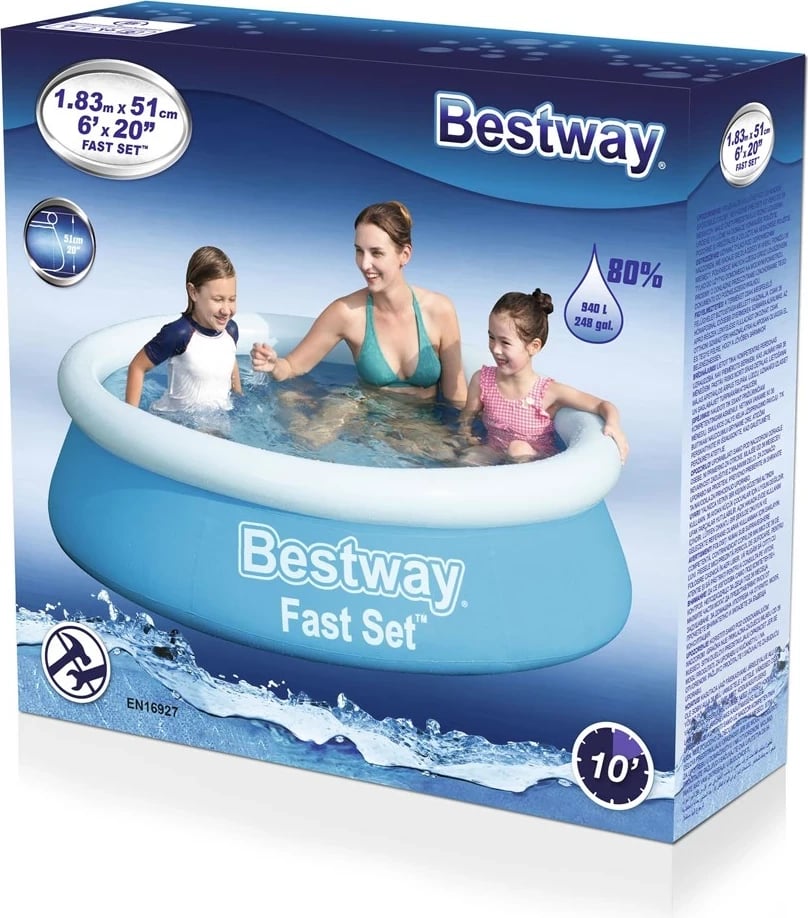 Pishinë e fryrë Bestway 57392, rrumbullakët, 940 L, kaltër